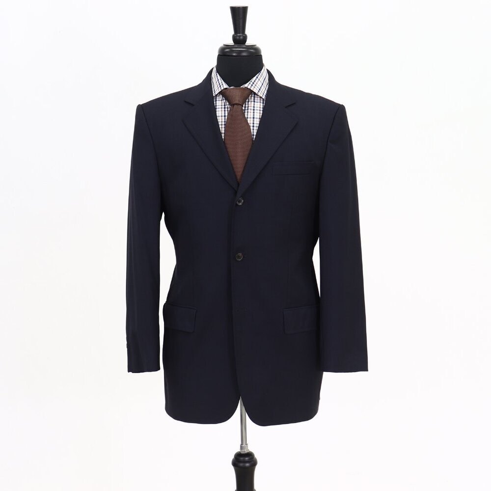 Hugo Boss 40R Navy Striped 3-Button Sport Coat Blazer Jacket G391 - Picture 1 of 11